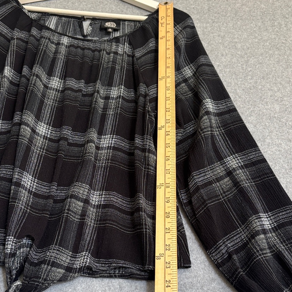 Bobeau Long Sleeve Peasant Plaid Blouse M - Picture 6 of 9